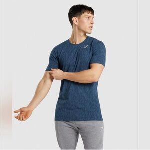 Gymshark Critical T-Shirt Men's M Blue Hexagon Pattern Workout Training Tee
Gym